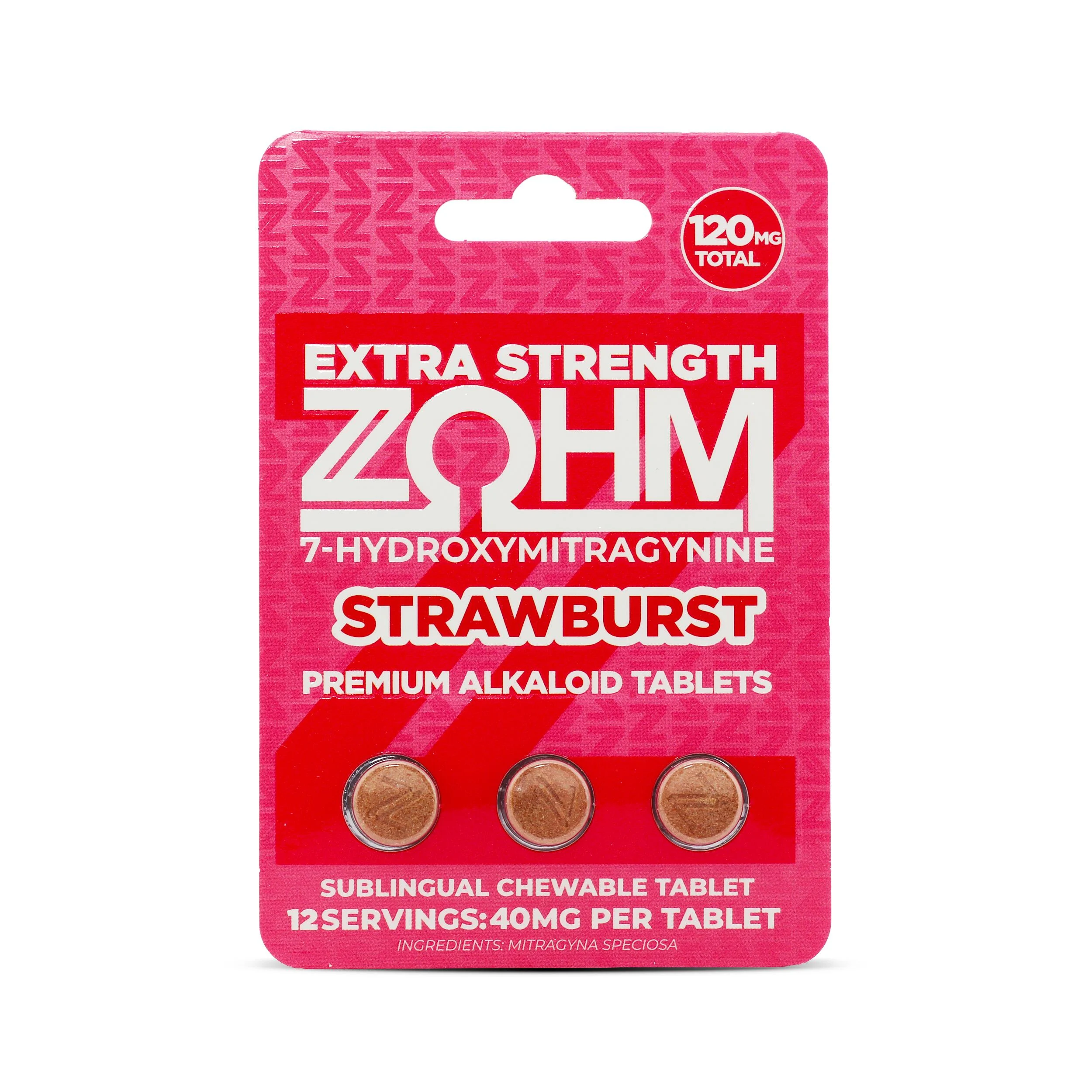 Zohm 7 Hydroxy Extra Strength 40mg Strawburst 3ct Front